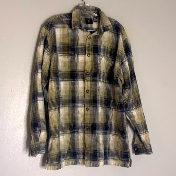 LEVI’S thick Plaid flannel button-down collared work Shirt large men’s - Picture 1 of 6